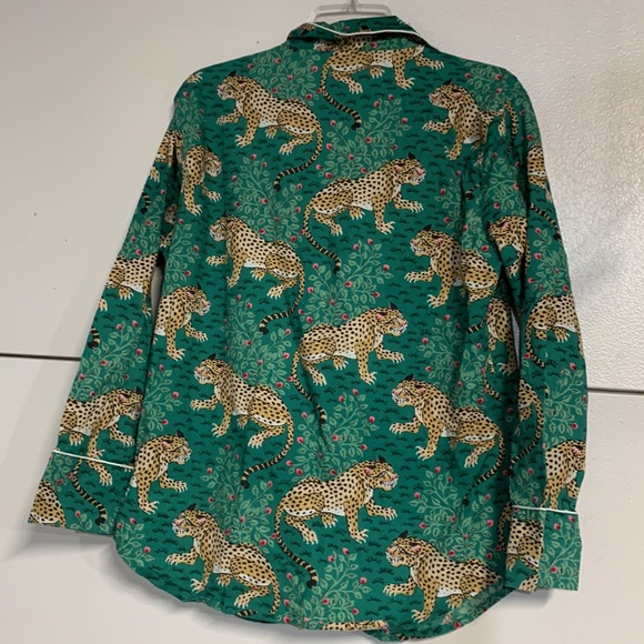 PRINTFRESH BAGHEERA ANIMAL LONG SLEEVE BUTTON DOWN PAJAMA SHIRT GREEN SMALL - Picture 5 of 5